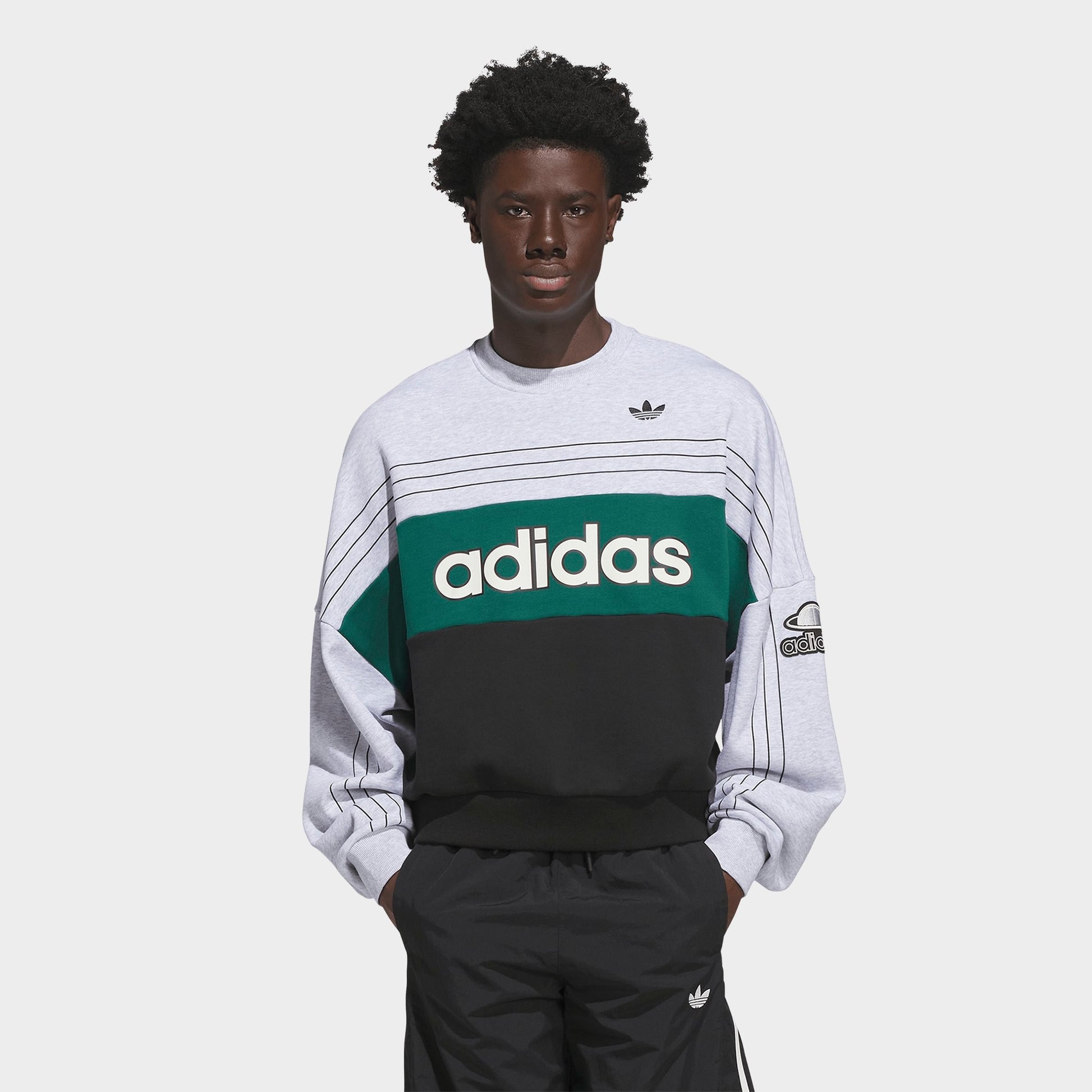 Men's adidas Originals Varsity Crewneck Sweatshirt - Light Grey Heather