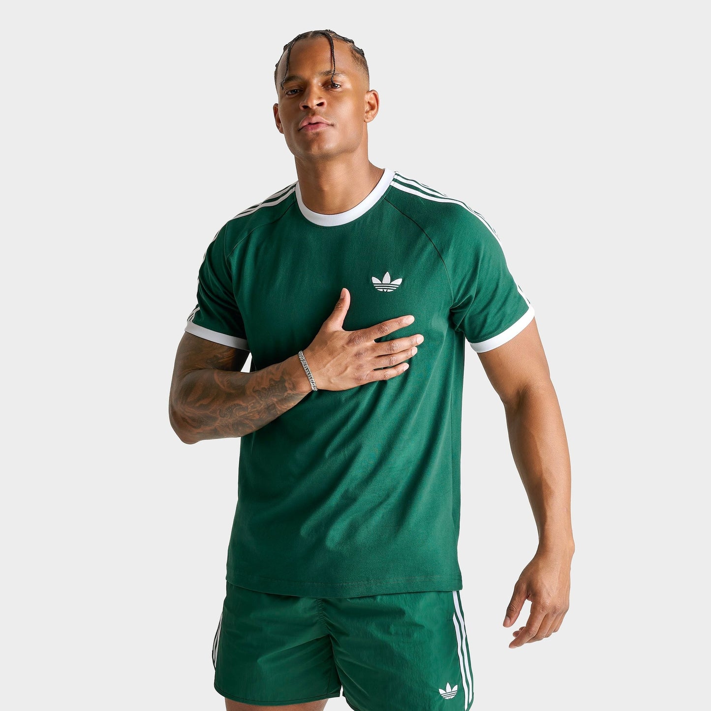 Men's adidas Originals Cali T-Shirt - Collegiate Green/White