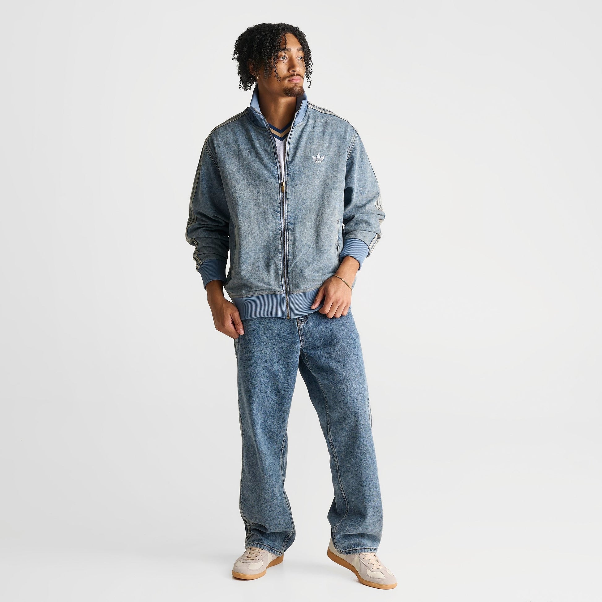 Men's adidas Originals Firebird Adicolor Mid-Rise Straight Denim Jeans - Worn Blue Denim