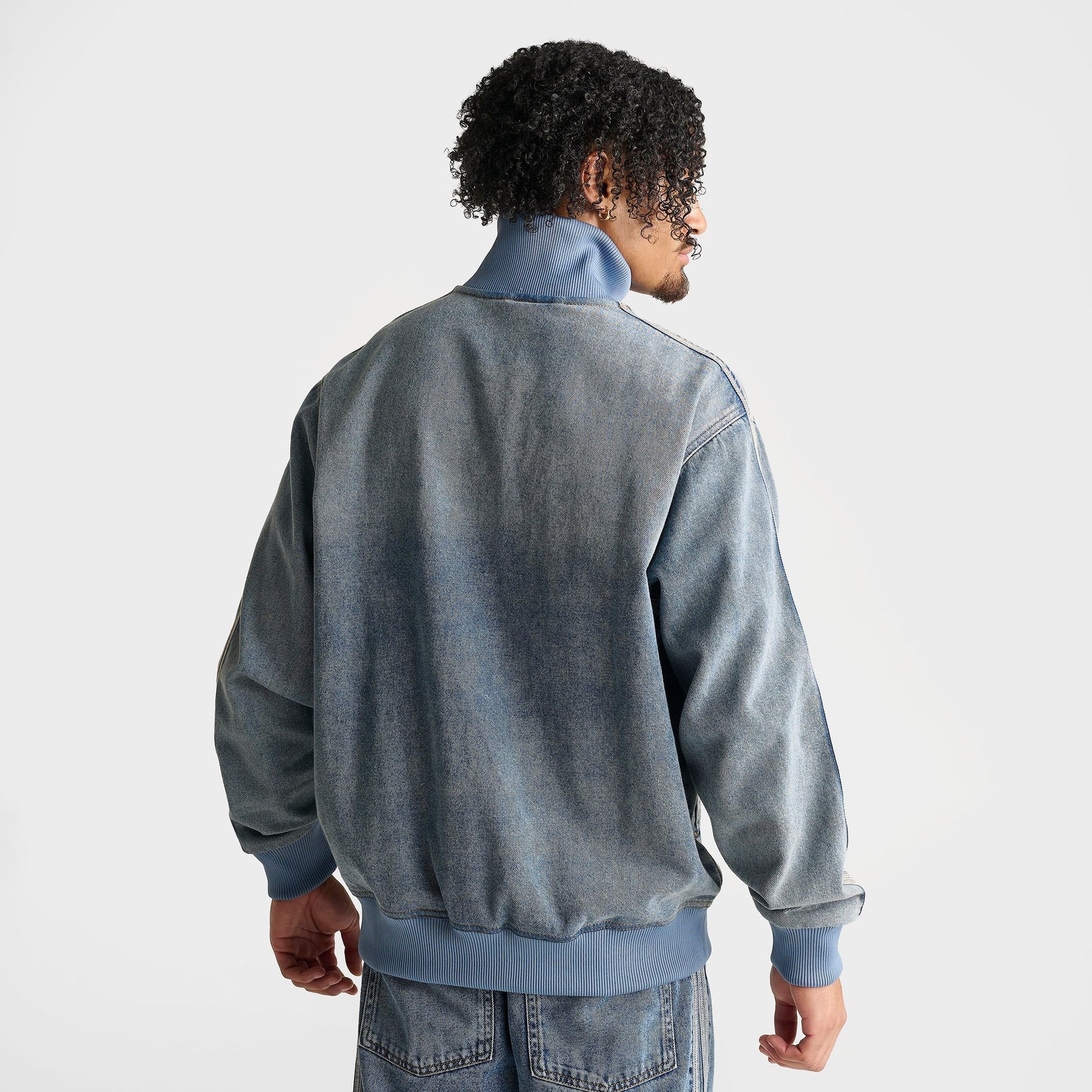 Men's adidas Originals Adicolor Denim Firebird Track Top - Worn Blue Denim