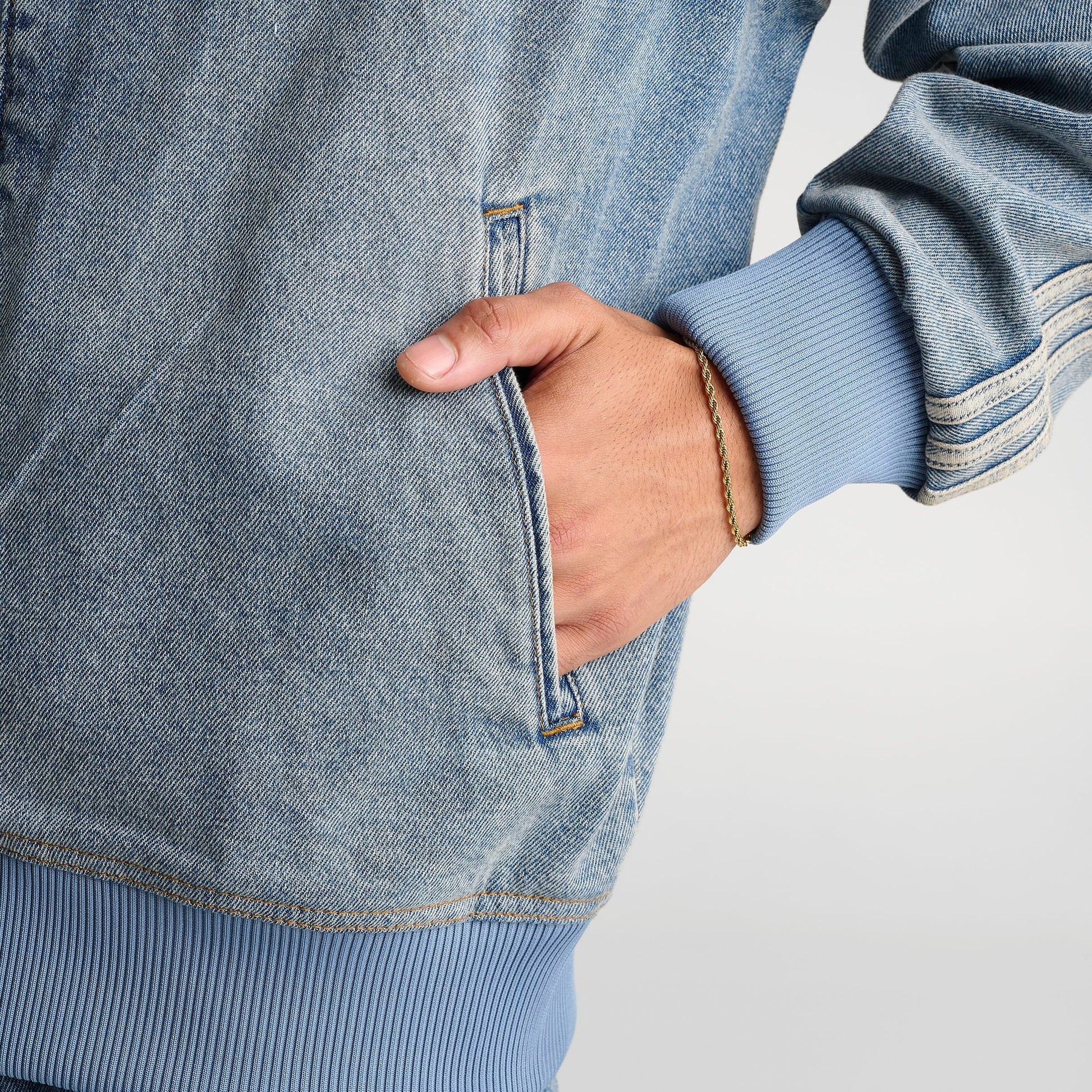 Men's adidas Originals Adicolor Denim Firebird Track Top - Worn Blue Denim
