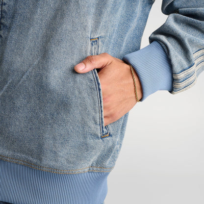 Men's adidas Originals Adicolor Denim Firebird Track Top - Worn Blue Denim