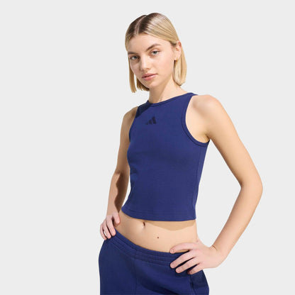 Women's adidas Sportswear Kit Small Logo Rib Tank - Dark Blue