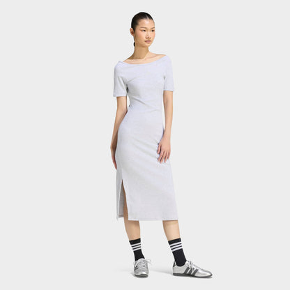 Women's adidas Sportswear Kit Small Logo Rib Dress - Light Grey Heather