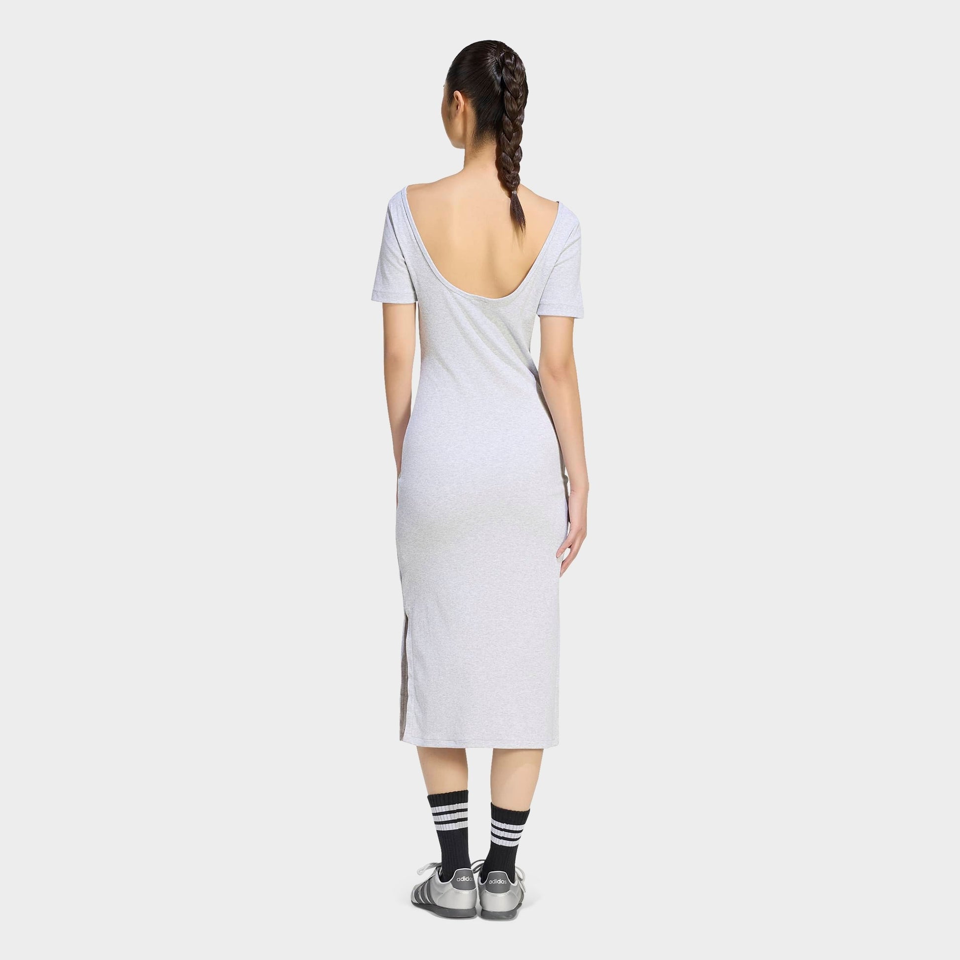 Women's adidas Sportswear Kit Small Logo Rib Dress - Light Grey Heather