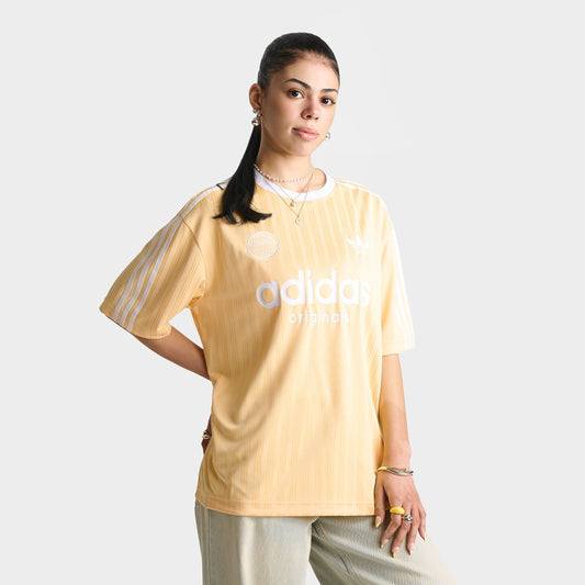 Women's adidas Originals 3 Stripes Oversized Soccer Jersey T-Shirt - Orange Tint