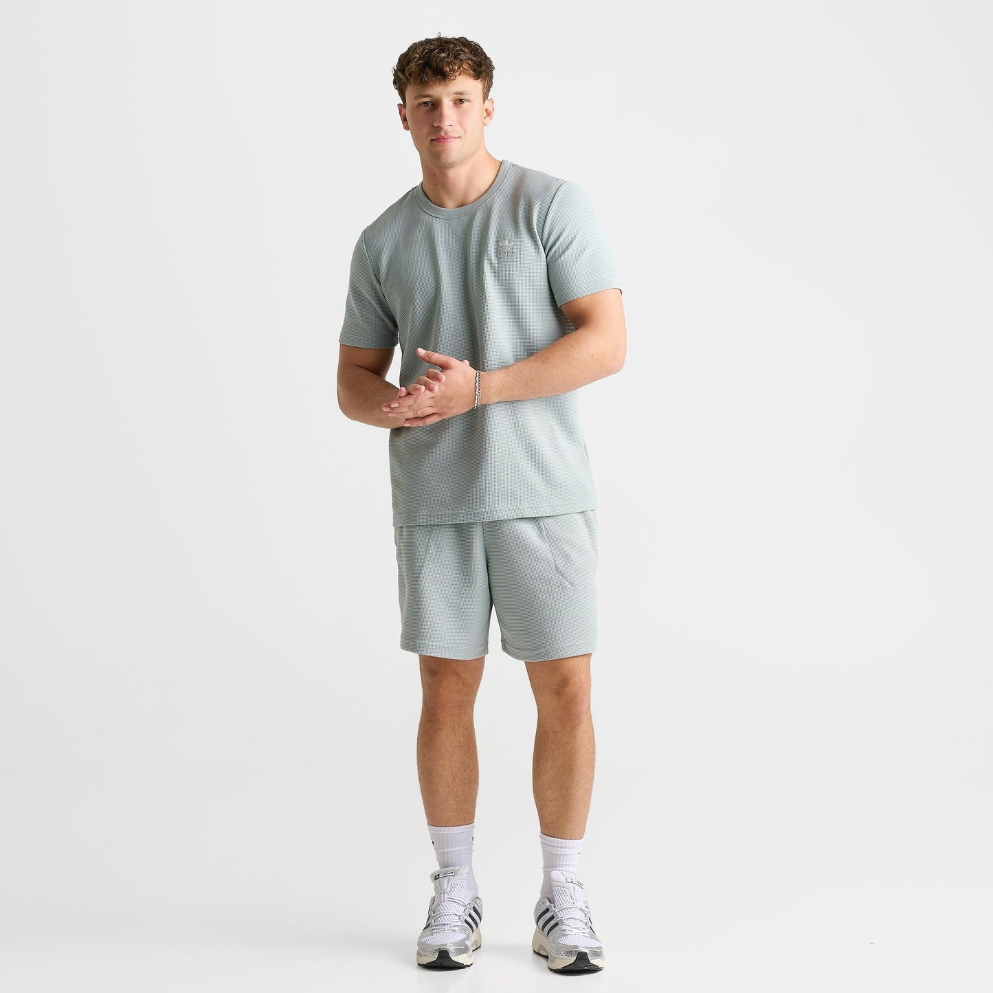 Men's adidas Originals Trefoil Essentials Waffle T-Shirt - Wonder Sage