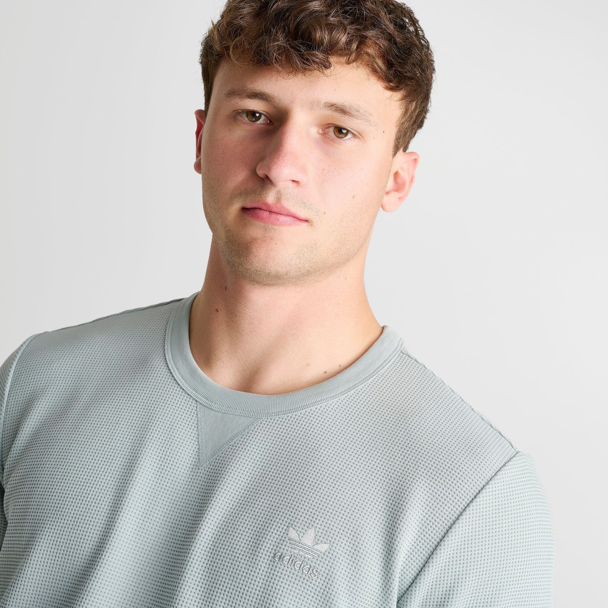 Men's adidas Originals Trefoil Essentials Waffle T-Shirt - Wonder Sage