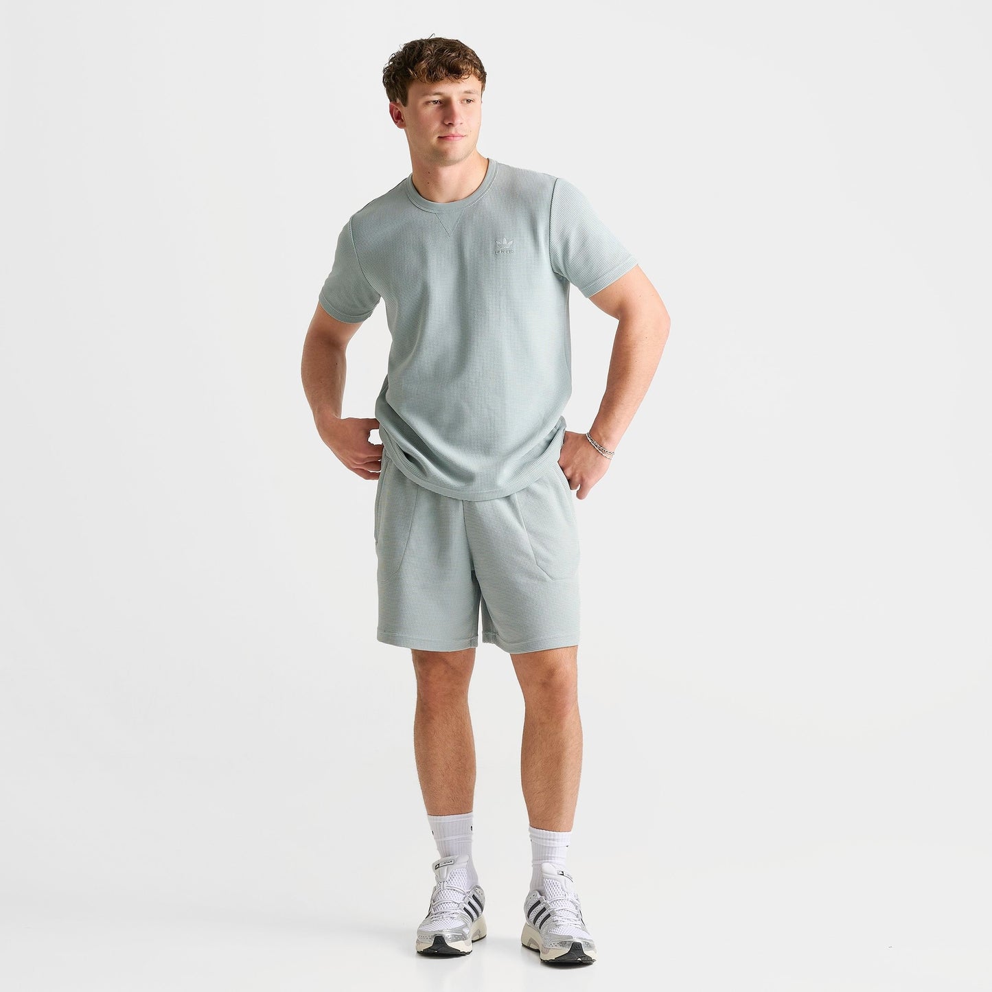 Men's adidas Originals Trefoil Essentials Waffle Shorts - Wonder Sage
