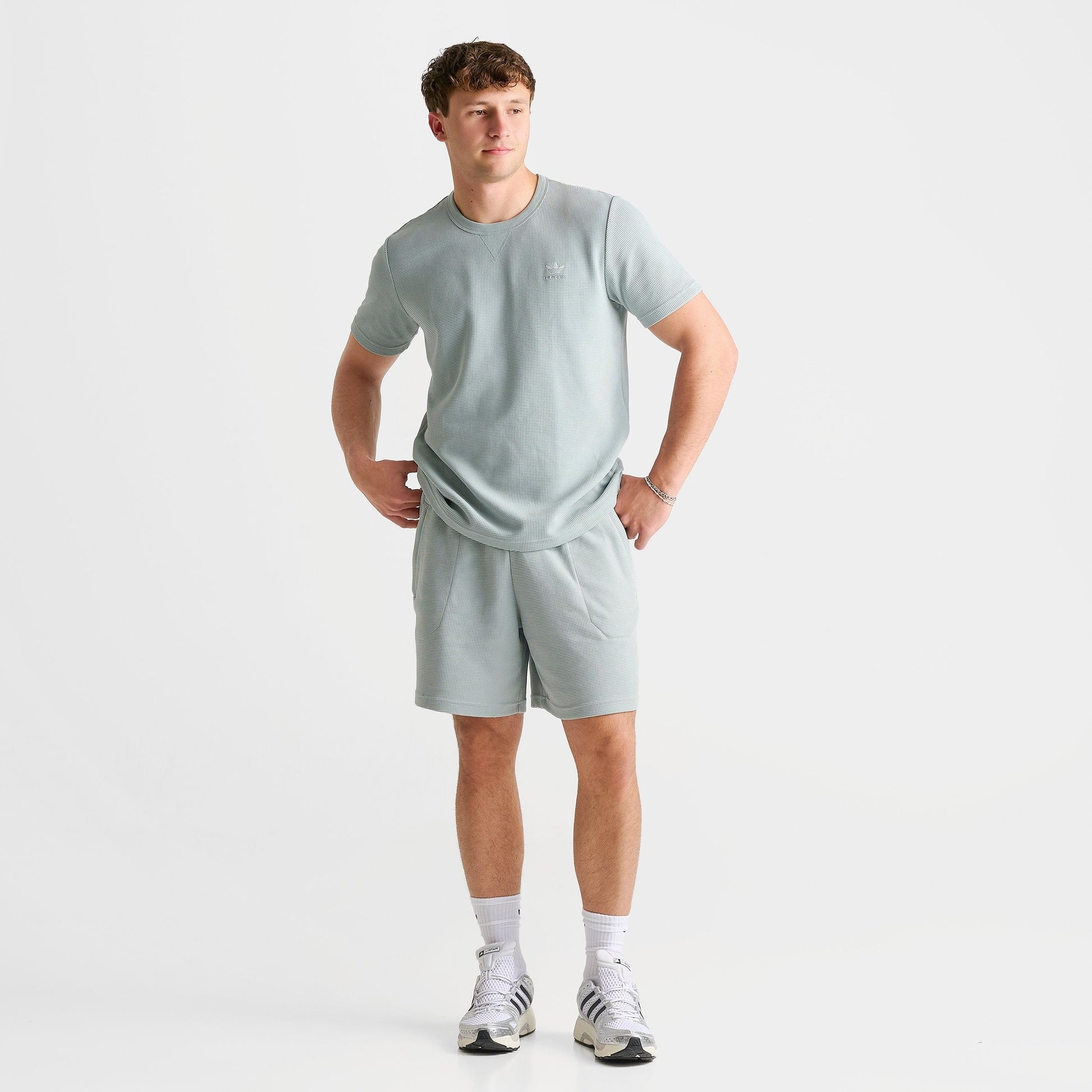 Men's adidas Originals Trefoil Essentials Waffle Shorts - Wonder Sage