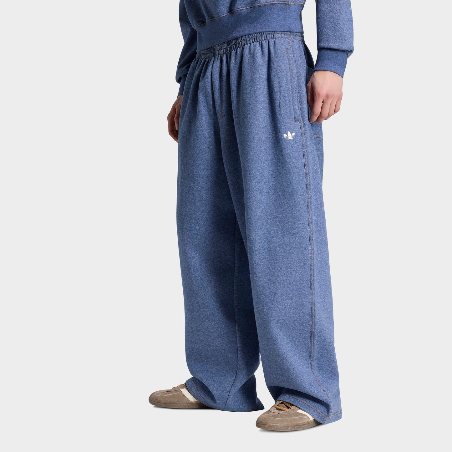 Men's adidas Originals Trefoil Essentials Melange Baggy Sweatpants - Crew Blue Melange