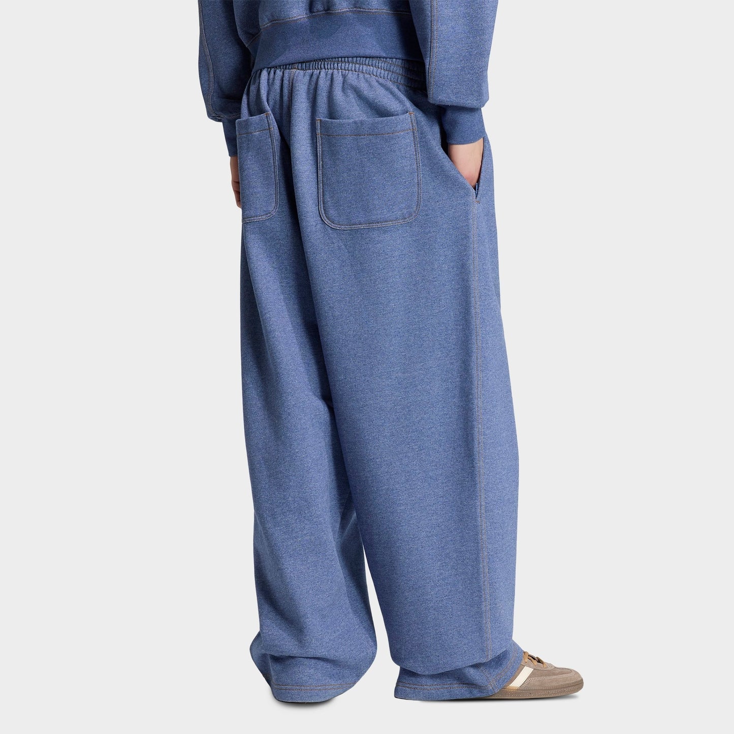 Men's adidas Originals Trefoil Essentials Melange Baggy Sweatpants - Crew Blue Melange