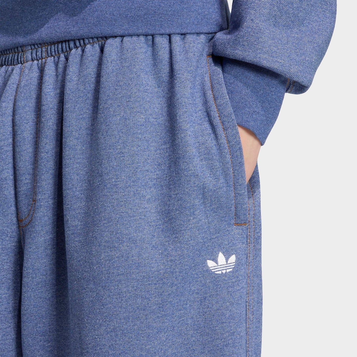 Men's adidas Originals Trefoil Essentials Melange Baggy Sweatpants - Crew Blue Melange