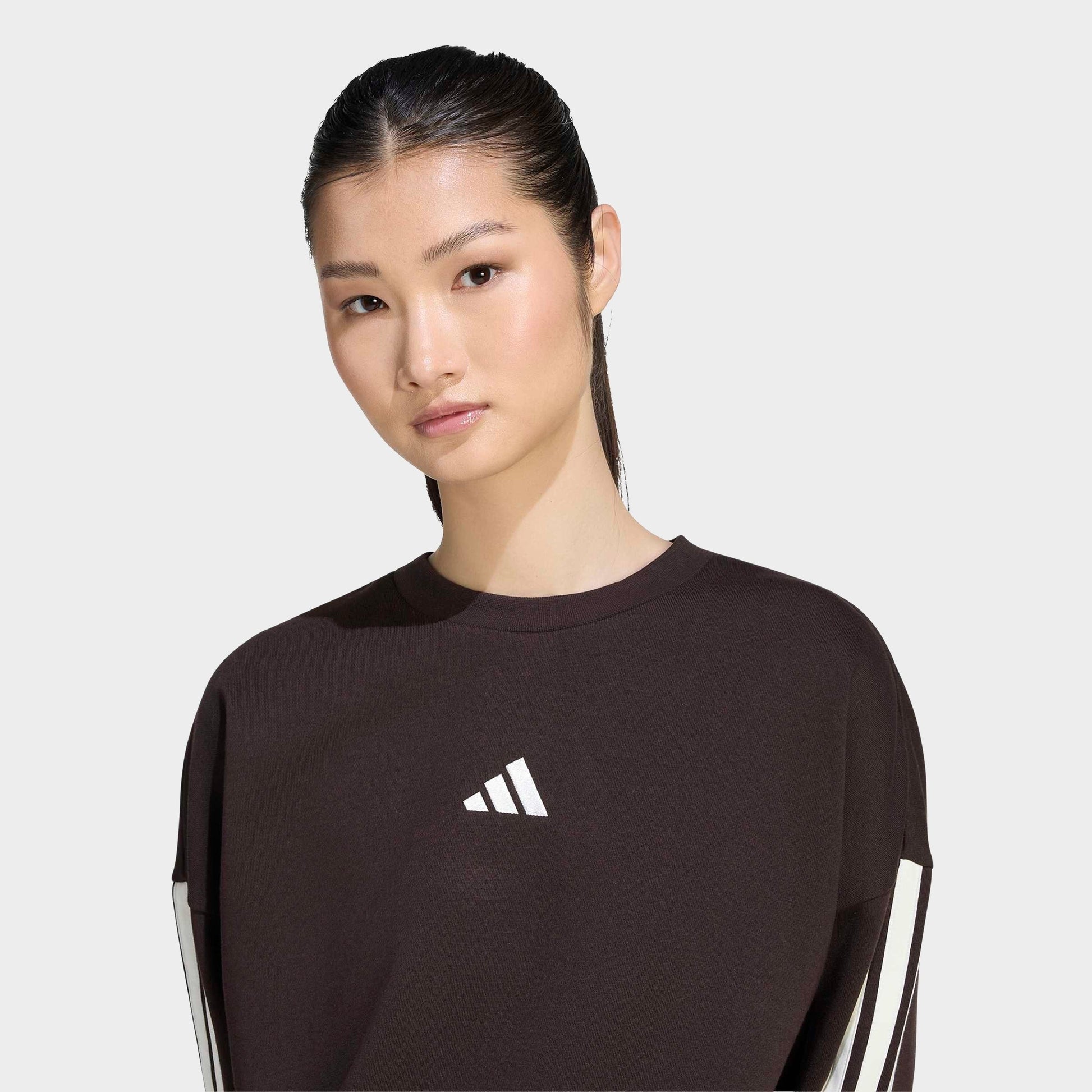 Women's adidas Essentials 3-Stripes Fleece Sweatshirt - Aurora Coffee/Ivory