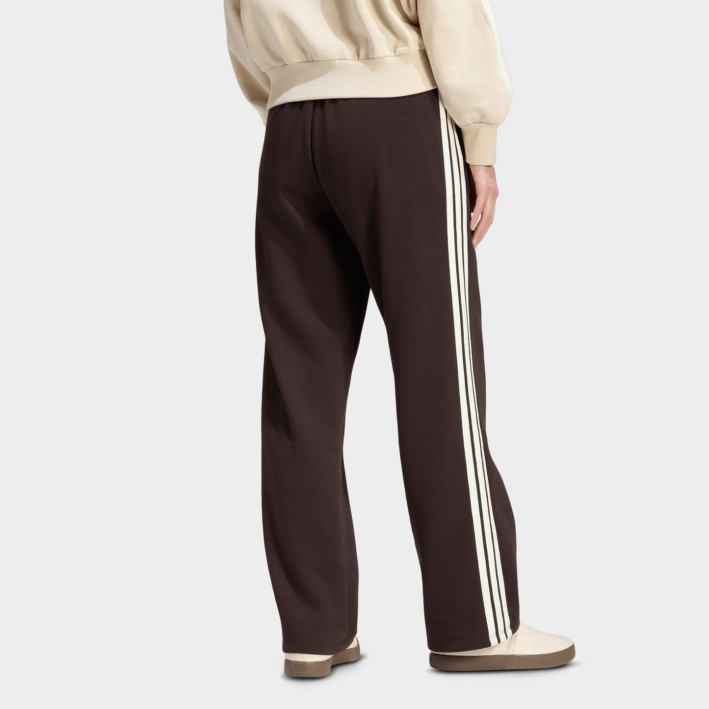 Women's adidas Essentials 3-Stripes Fleece Open Hem Pants - Aurora Coffee/Ivory