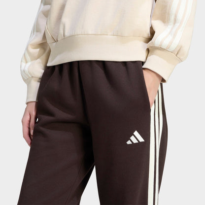 Women's adidas Essentials 3-Stripes Fleece Open Hem Pants - Aurora Coffee/Ivory