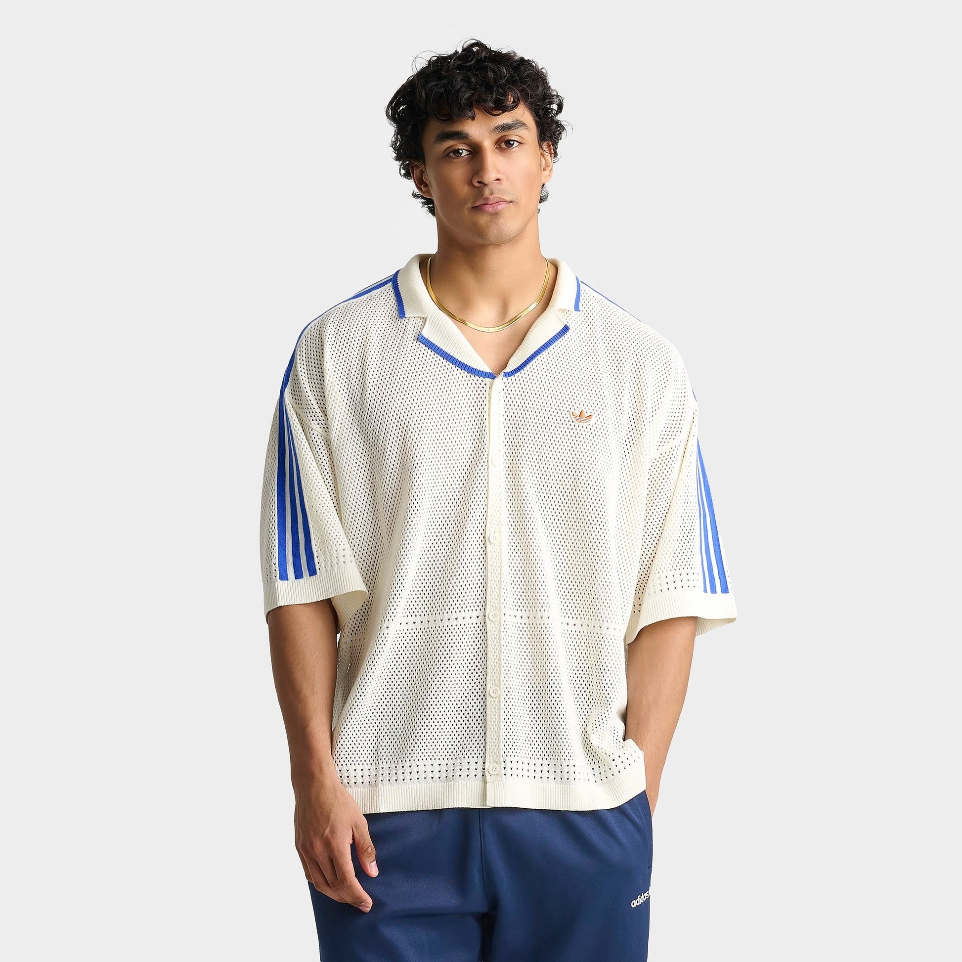 Men's adidas Originals Knitted Resort Shirt - Off White