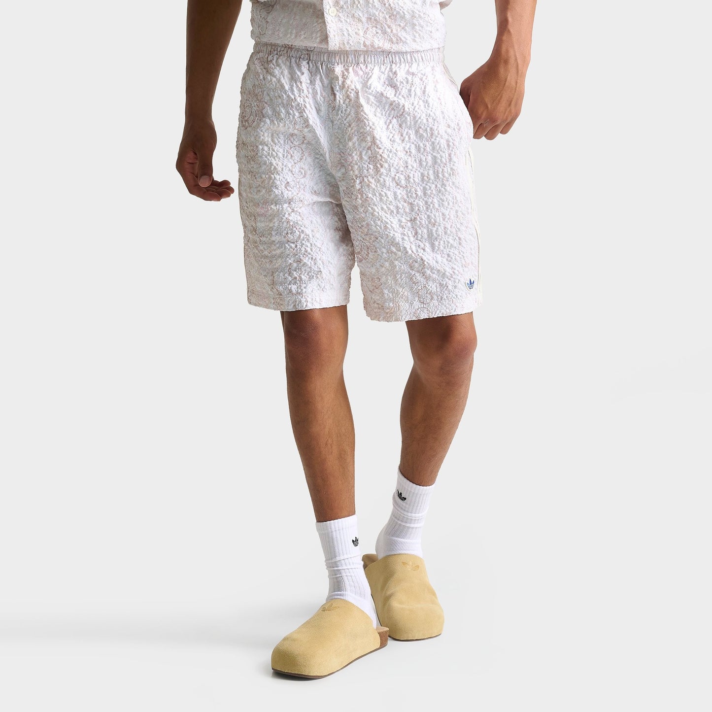Men's adidas Originals Summer Glow Printed Seersucker Shorts - Off White