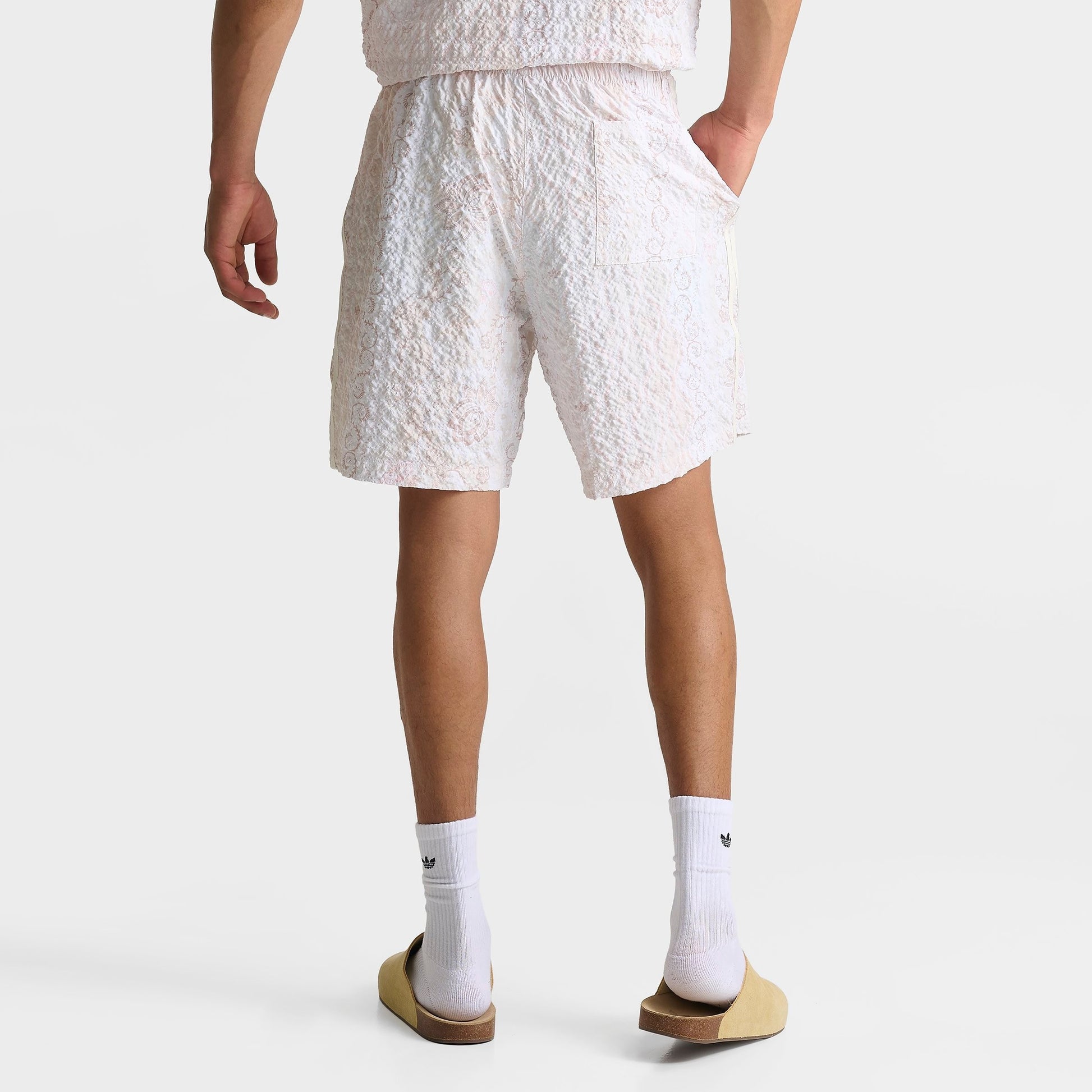 Men's adidas Originals Summer Glow Printed Seersucker Shorts - Off White