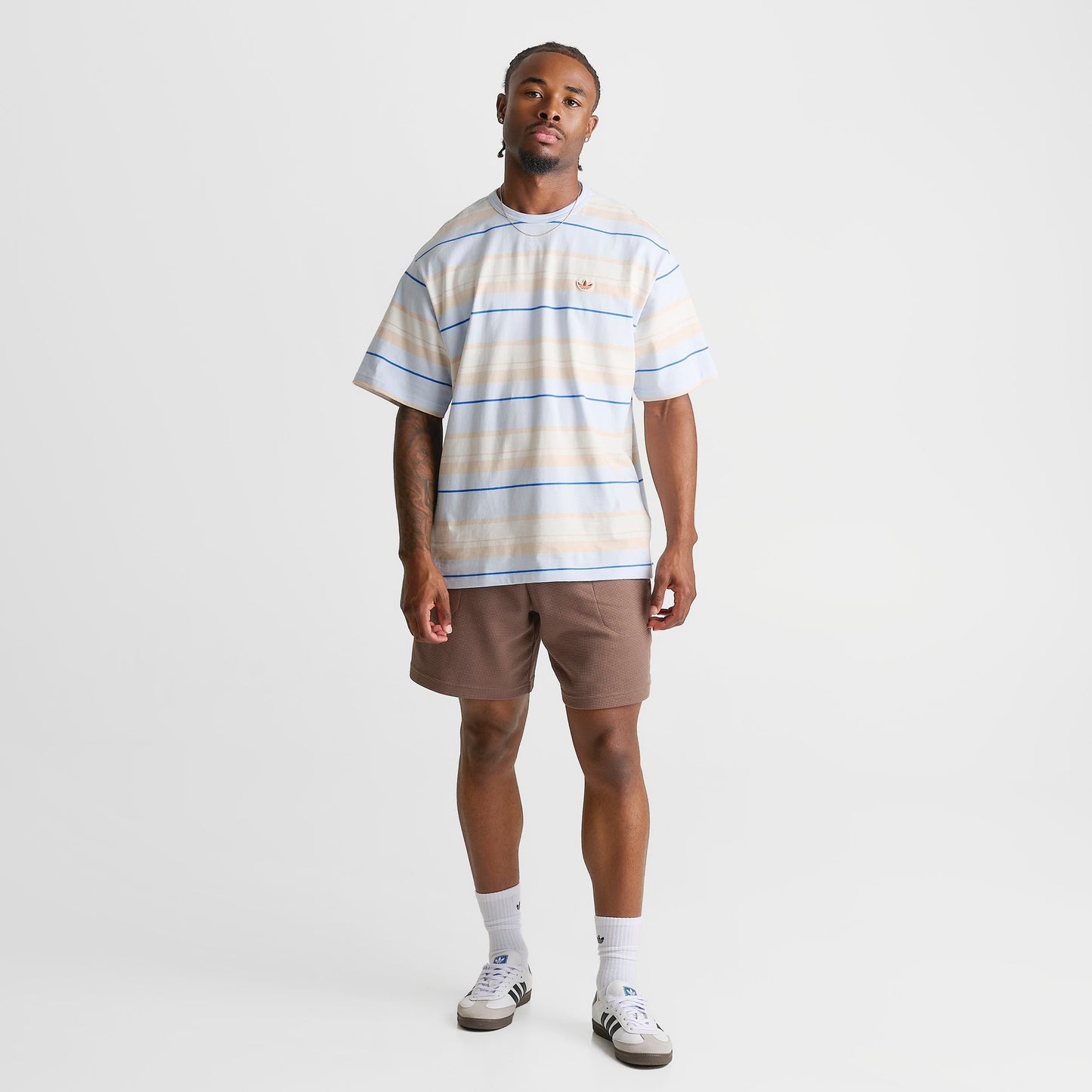 Men's adidas Originals Striped Crew T-Shirt - Crystal Sky