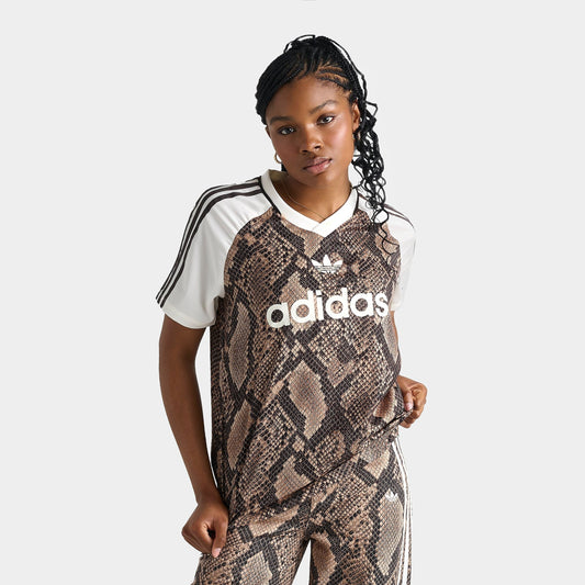 Women's adidas Originals Snake Print Satin Jersey - Linen/Magic Beige
