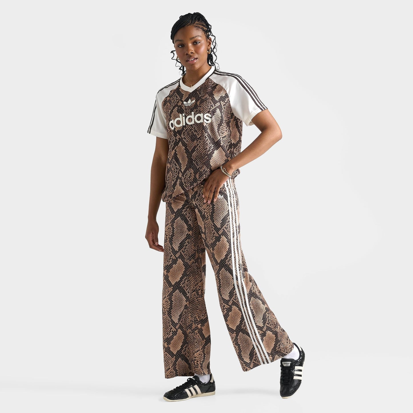 Women's adidas Originals Snake Print Satin Jersey - Linen/Magic Beige