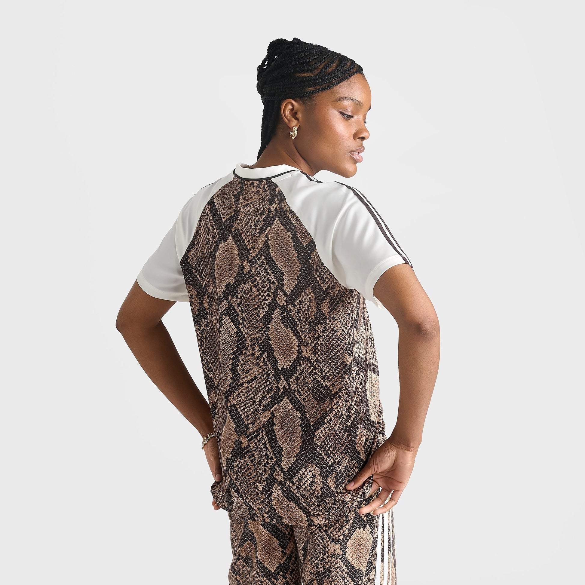 Women's adidas Originals Snake Print Satin Jersey - Linen/Magic Beige