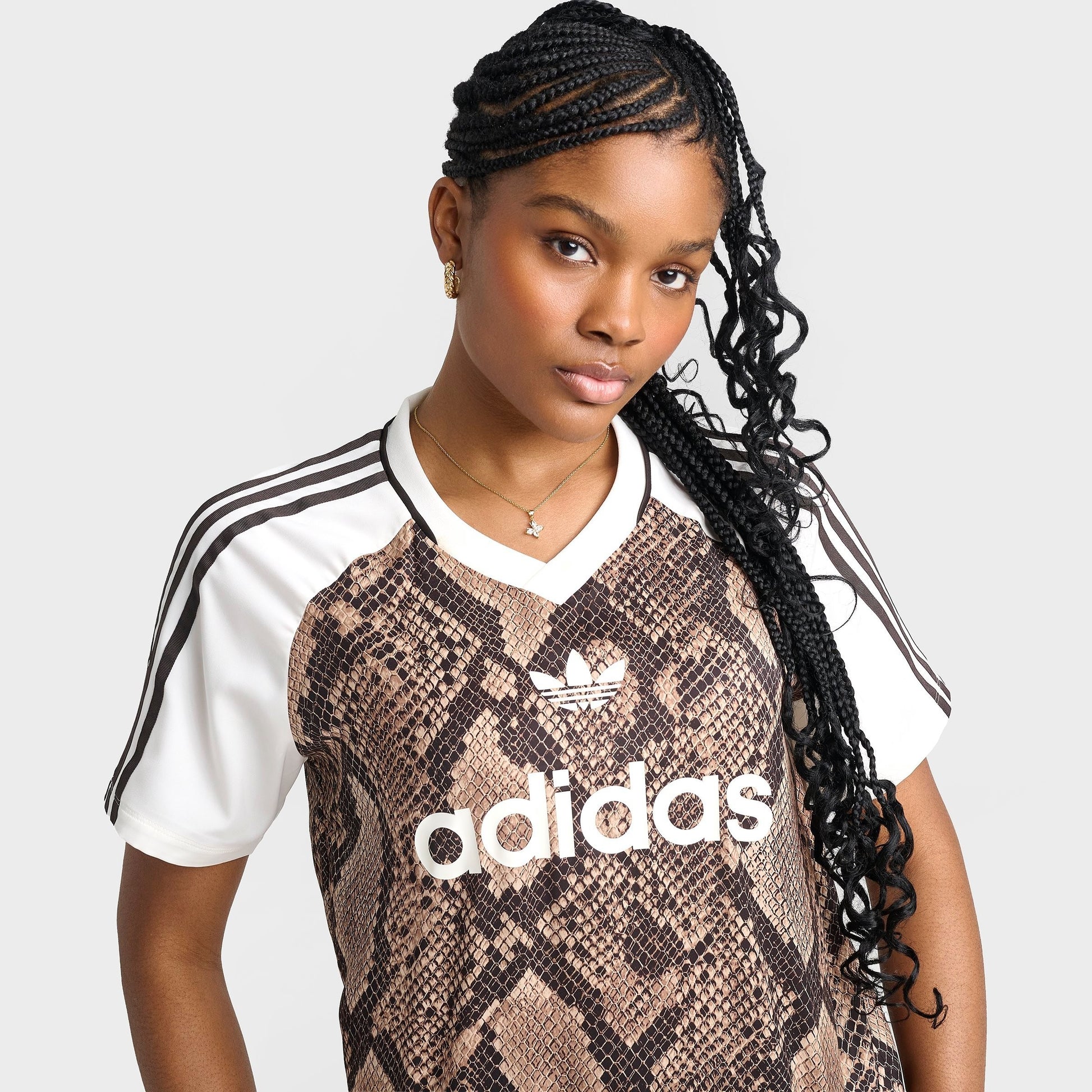 Women's adidas Originals Snake Print Satin Jersey - Linen/Magic Beige