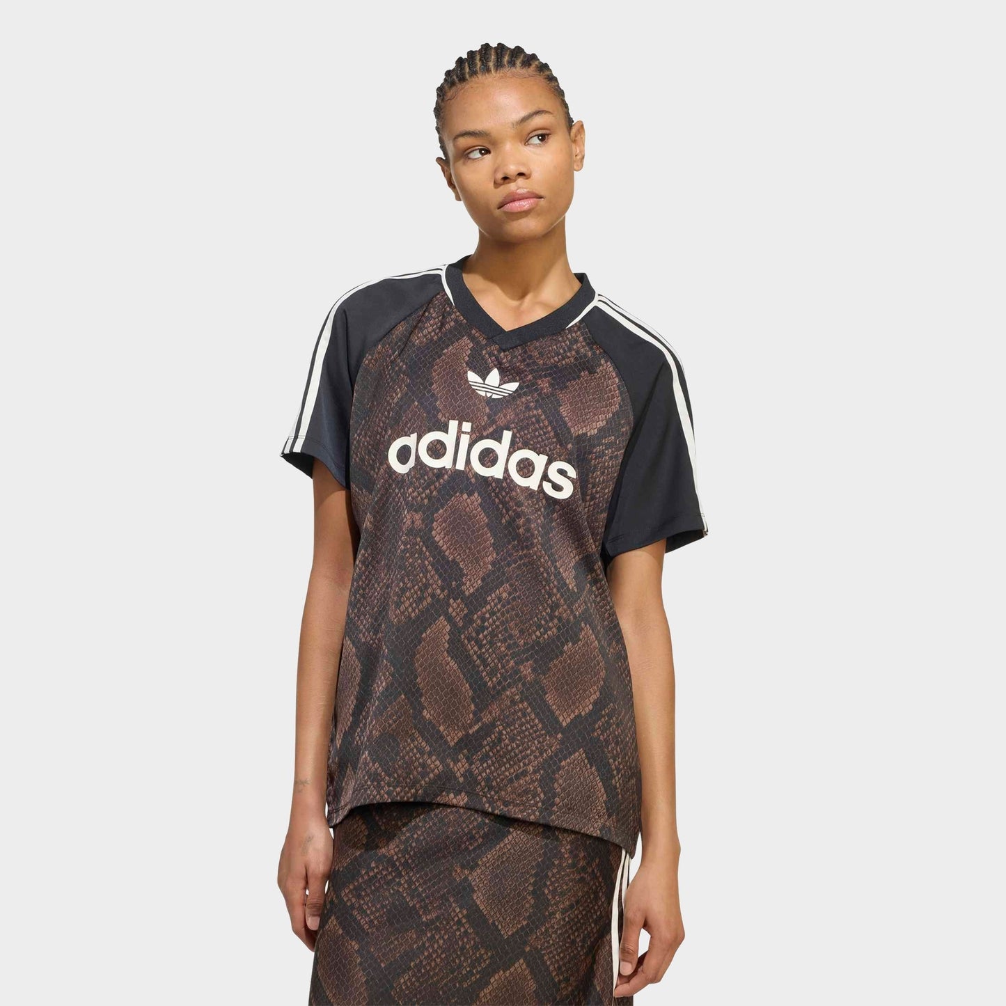 Women's adidas Originals Snake Print Satin Jersey - Earth Strata/Aurora Coffee