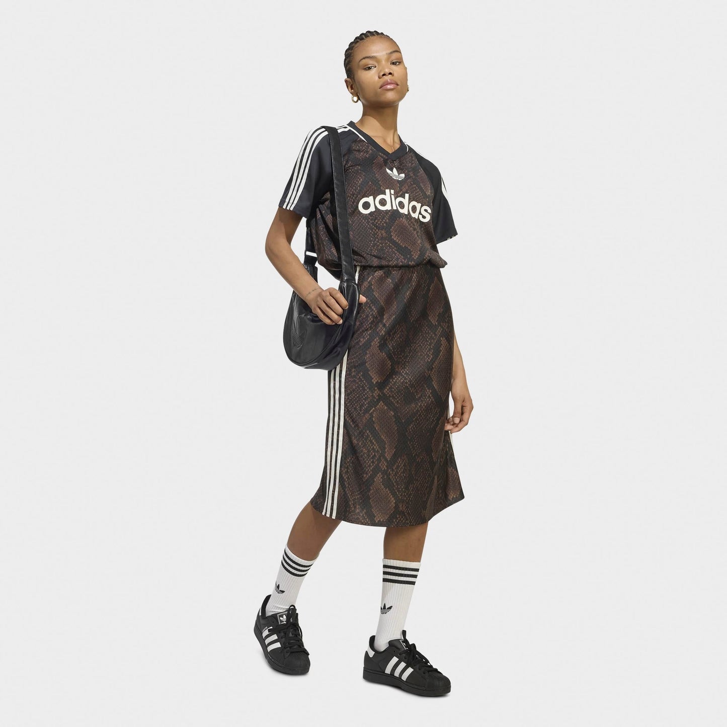 Women's adidas Originals Snake Print Satin Jersey - Earth Strata/Aurora Coffee