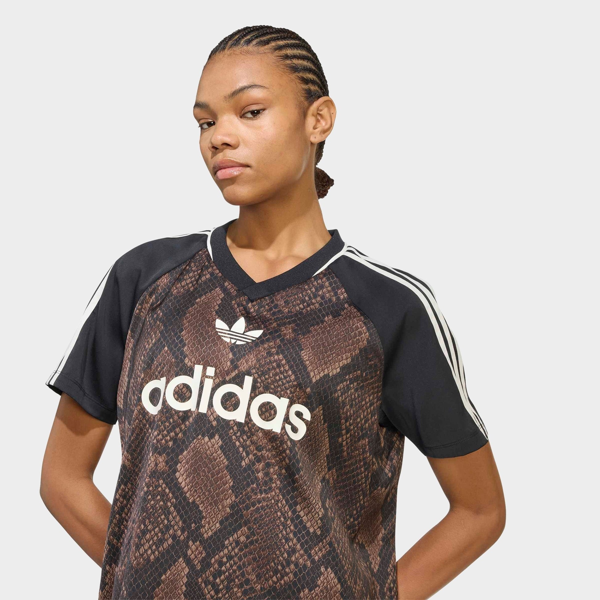 Women's adidas Originals Snake Print Satin Jersey - Earth Strata/Aurora Coffee