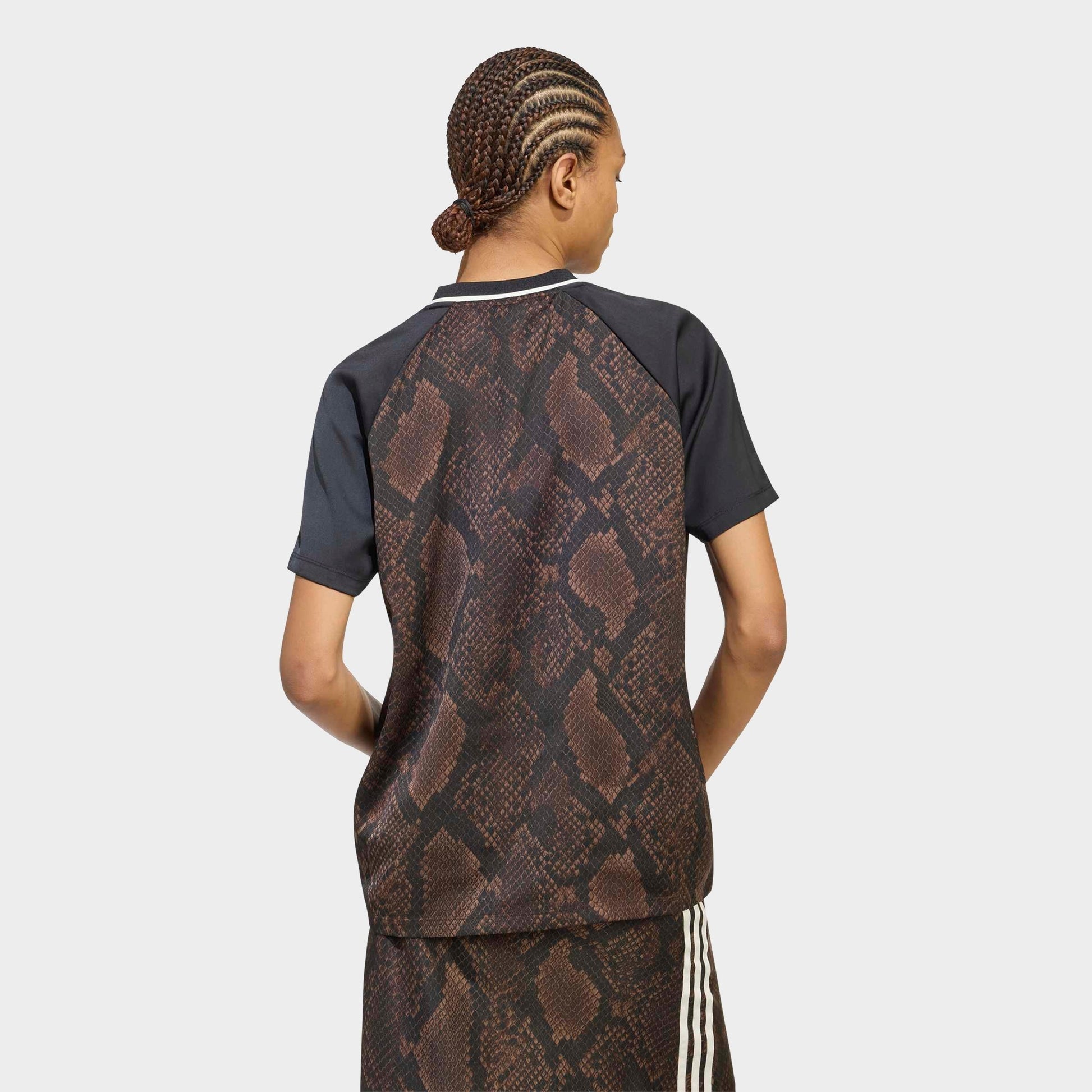 Women's adidas Originals Snake Print Satin Jersey - Earth Strata/Aurora Coffee