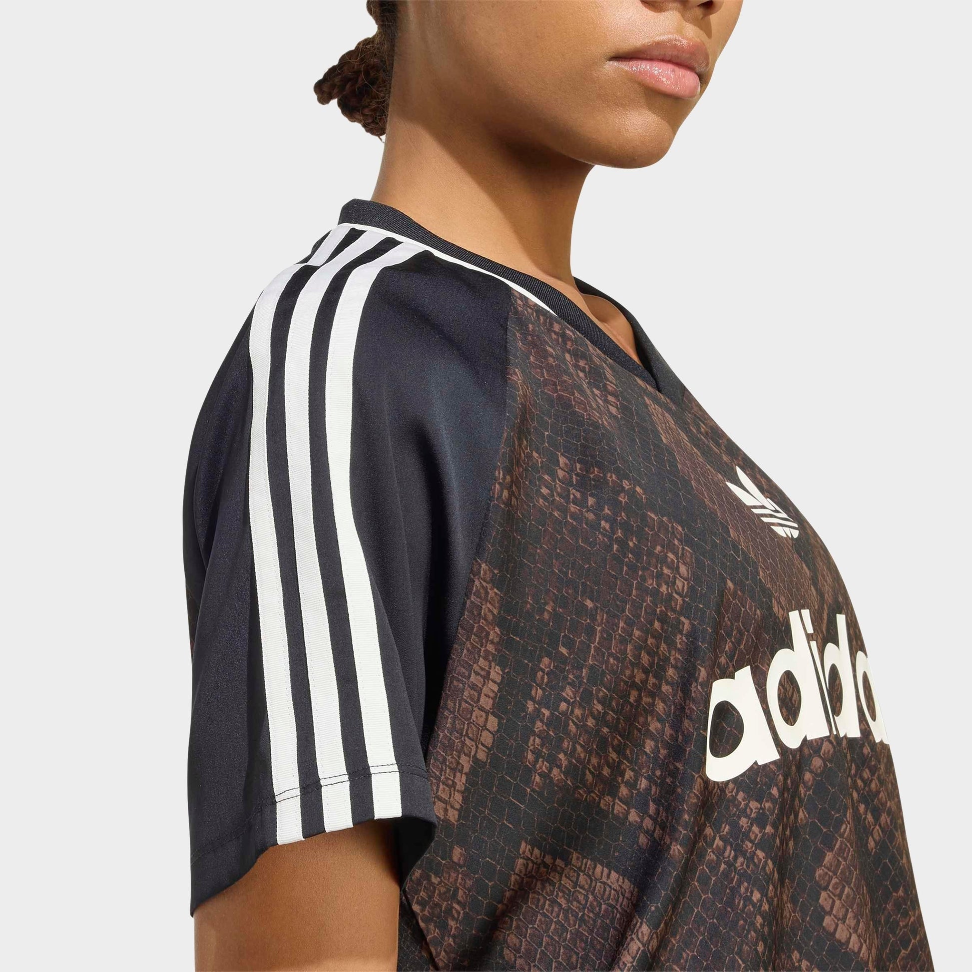 Women's adidas Originals Snake Print Satin Jersey - Earth Strata/Aurora Coffee