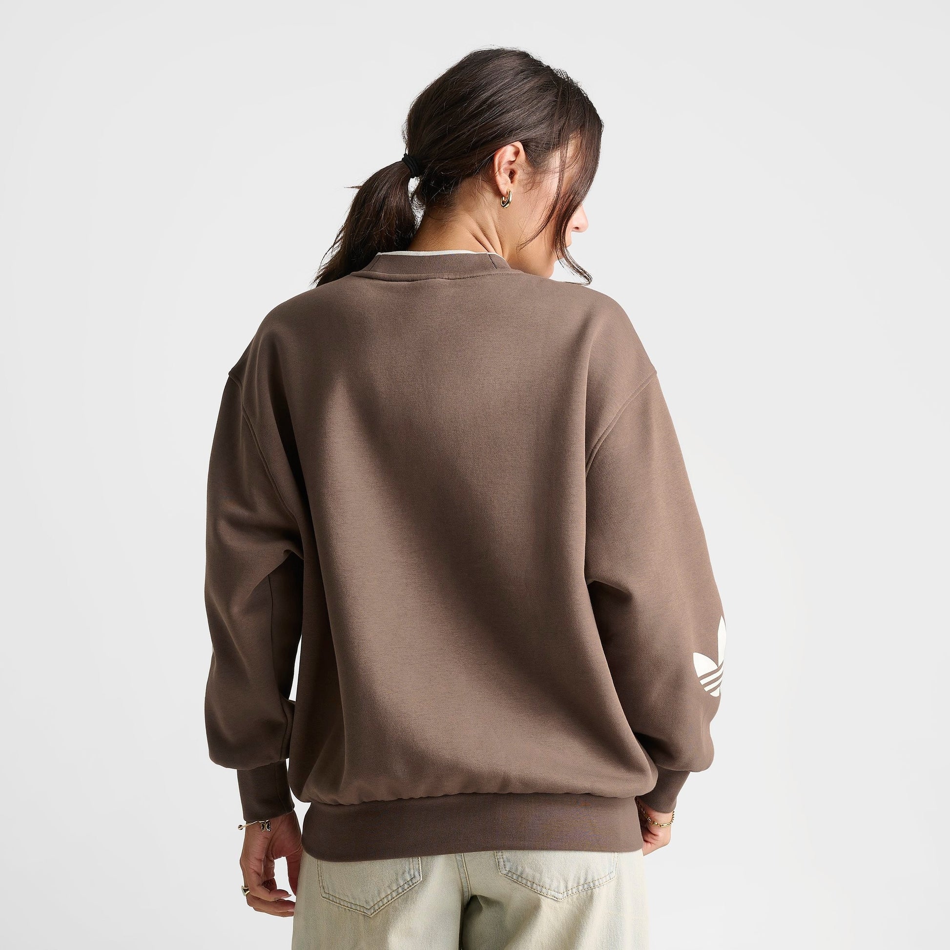 Women's adidas Originals V-Neck Baseball Crew Sweatshirt - Earth Strata