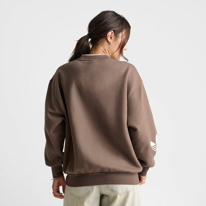 Women's adidas Originals V-Neck Baseball Crew Sweatshirt - Earth Strata