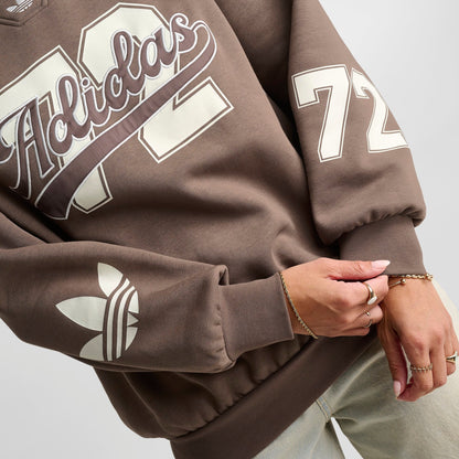 Women's adidas Originals V-Neck Baseball Crew Sweatshirt - Earth Strata