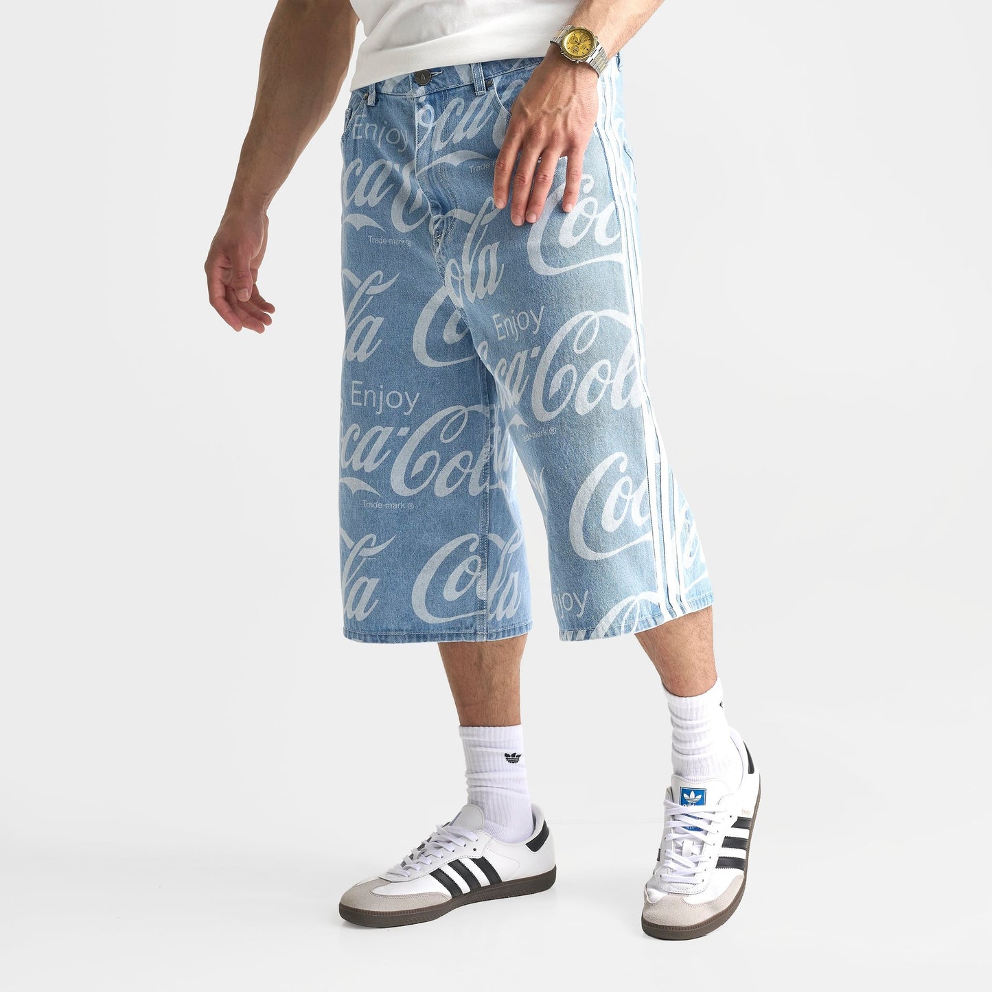 Men's adidas Originals x Coca-Cola Loose Denim Shorts - Indigo Denim