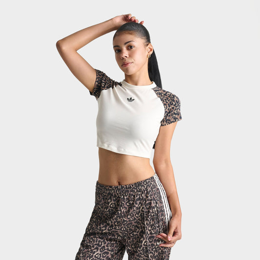 Women's adidas Originals Leopard Raglan Slim T-Shirt - Leopard/Off White