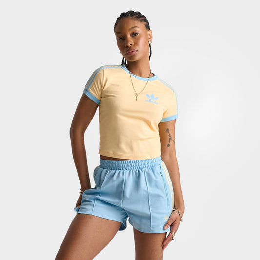 Women's adidas Originals adicolor 3-Stripes Baby T-Shirt - Orange Tint/Icey Blue