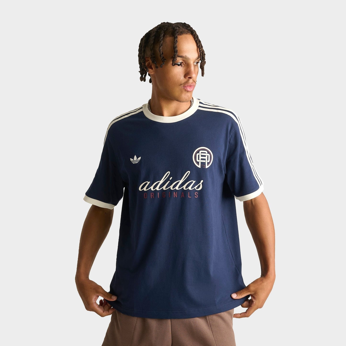 Men's adidas Originals Cali Script T-Shirt - Collegiate Navy/Off White