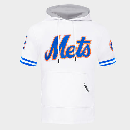 Men's Pro Standard New York Mets MLB Classic Chenille Double Knit Short-Sleeve Hoodie - White/Royal Blue