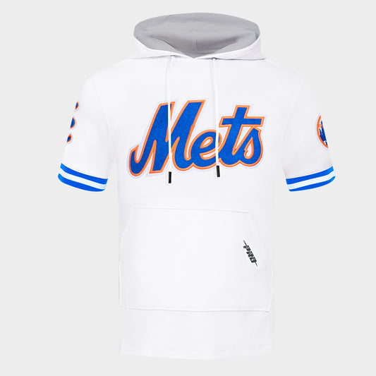Men's Pro Standard New York Mets MLB Classic Chenille Double Knit Short-Sleeve Hoodie - White/Royal Blue
