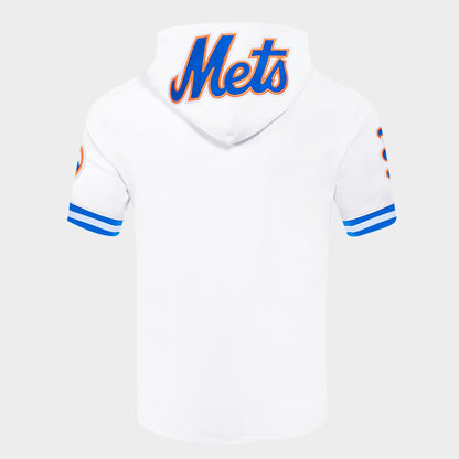 Men's Pro Standard New York Mets MLB Classic Chenille Double Knit Short-Sleeve Hoodie - White/Royal Blue