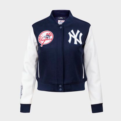 Women's Pro Standard New York Yankees MLB Classic Wool Varsity Jacket - Midnight Navy/White