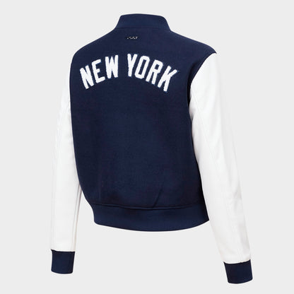 Women's Pro Standard New York Yankees MLB Classic Wool Varsity Jacket - Midnight Navy/White