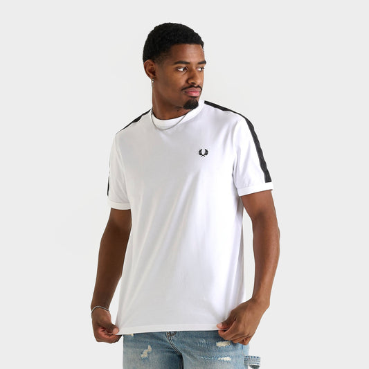 Men's Fred Perry Contrast Tape Ringer T-Shirt - White/Anchor Grey