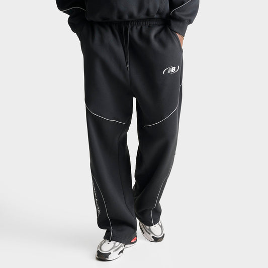Men's New Balance Trackside Fleece Sweatpants - Black/White