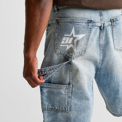Men's Mercier Carpenter Denim Jean Shorts - Blue Wash