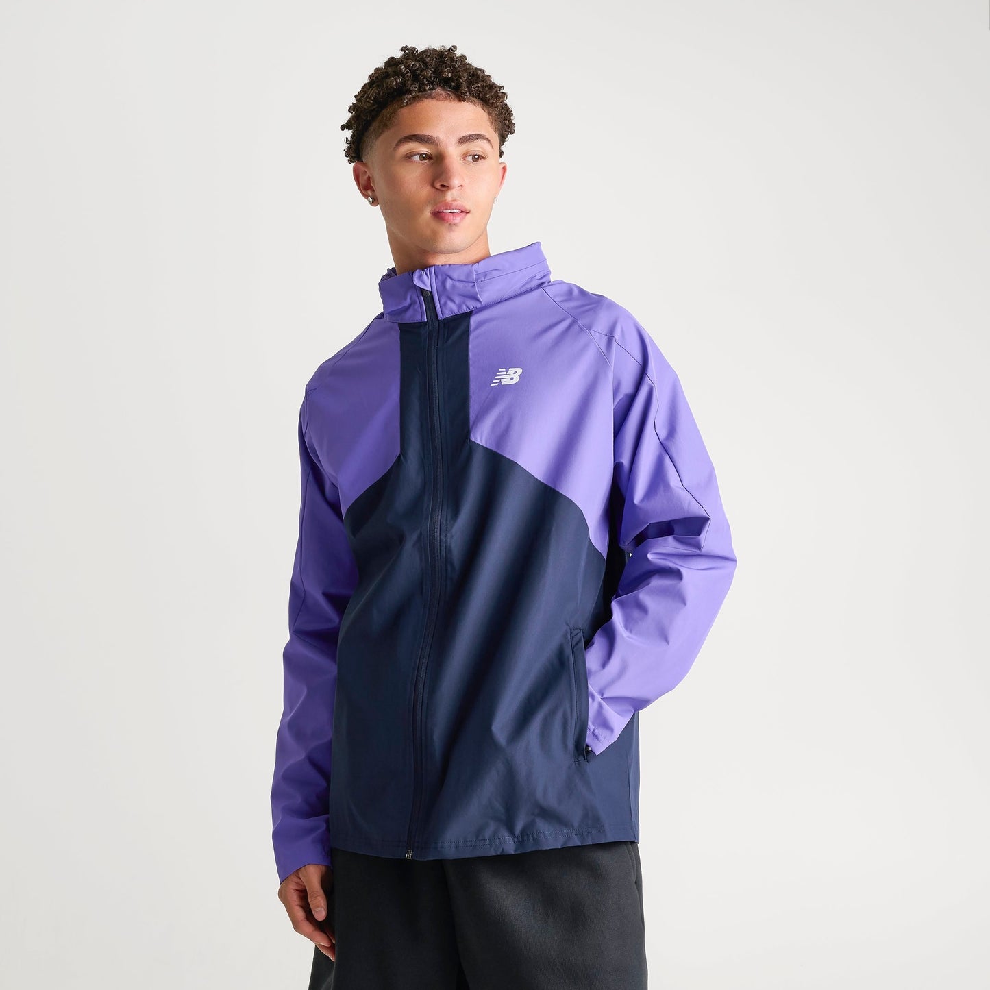 Men's New Balance Athletics Woven Full-Zip Jacket - Navy/Purple