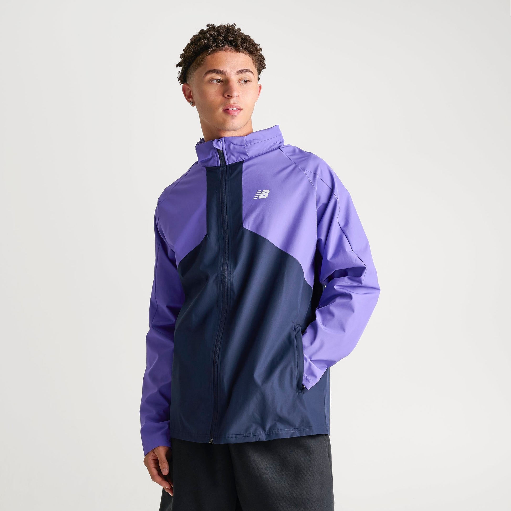 Men's New Balance Athletics Woven Full-Zip Jacket - Navy/Purple